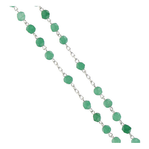 Rosario venturina verde granos tallados 6 mm Medalla Milagrosa plata 3