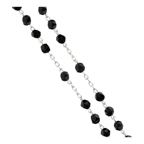 Rosary of onyx, 0.24 in faceted beads, Miraculous Medal, 925 silver 3