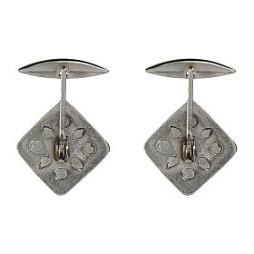 Cufflinks with cross on black enamel, 925 silver, 0.6 in