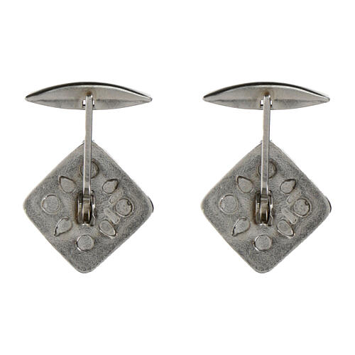 Boutons de manchettes croix émail noir argent 925 15 mm 2