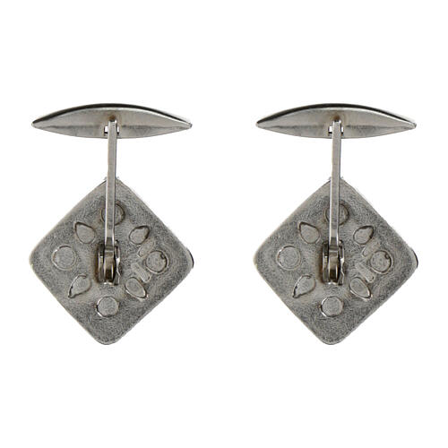 Gemelli croce smalto nero argento 925 15 mm 2