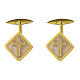 Cufflinks with cross on pearl white enamel, 925 silver, 0.6 in s1