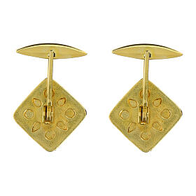 Coppia gemelli quadrati croce smalto madreperla 15 mm