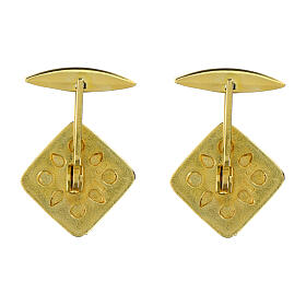 Pair of square cross cufflinks with mother of pearl enamel 15 mm