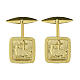 Square cufflinks with Paschal Lamb, gold plated 925 silver s1