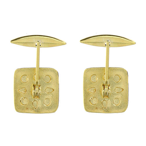 Gemelli quadrati Agnello Pasquale argento 925 dorato  2