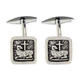 Cufflinks with Paschal Lamb, burnished 925 silver