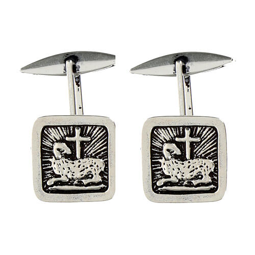 Cufflinks with Paschal Lamb, burnished 925 silver 1