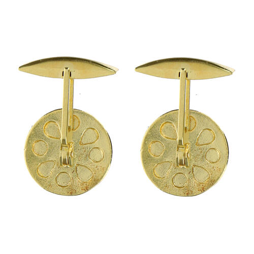 Cufflinks of gold plated 925 silver, Medal of St Benedict 2