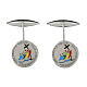 Rhodium-plated cufflinks of Jubilee 2025, colourful enamels, 925 silver s1