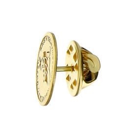 Jubilee breastpin with gold plated logo, 925 silver, 0.6 in