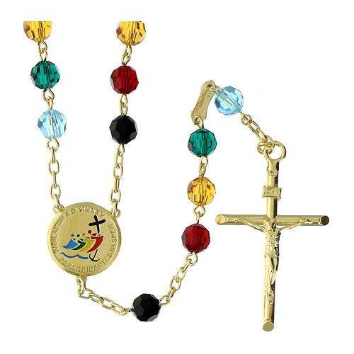 Gold plated silver rosary of the 2025 Jubilee with 0.02 in Preciosa beads 1