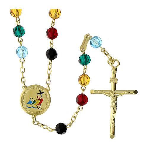 Rosary Jubilee 2025 with golden beads 6 mm in Preciosa silver 1
