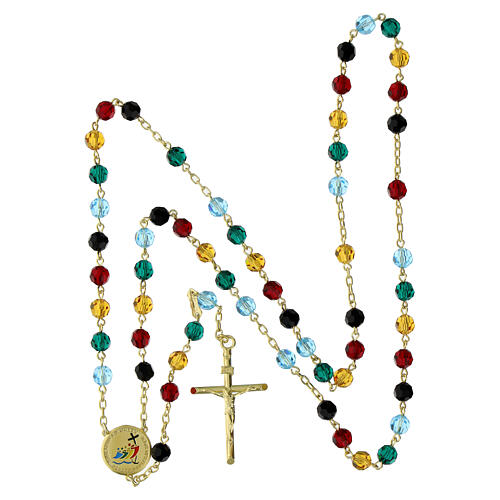 Rosary Jubilee 2025 with golden beads 6 mm in Preciosa silver 5