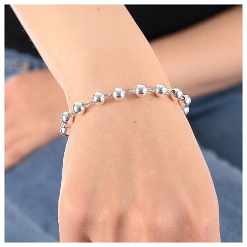 Pulsera colgante Jubileo 2025 logotipo granos lisos 6 mm plata 925 3