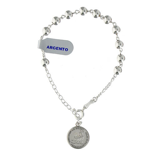 Jubilee 2025 charm bracelet with smooth beads 6mm and logo 925 silver 1