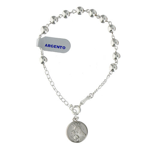 Jubilee 2025 charm bracelet with smooth beads 6mm and logo 925 silver 4