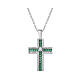AMEN necklace with white and green rhinestone cross, rhodium-plated 925 silver s1