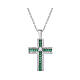 Collier zircons vert émeraude blancs Amen argent sterling rhodié s1