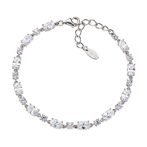 Pulsera zircones blancos ovalados Amen plata 925 1