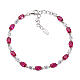 Bracciale zirconi tondi bianchi bordeaux ovali Amen argento 925 rodio s1