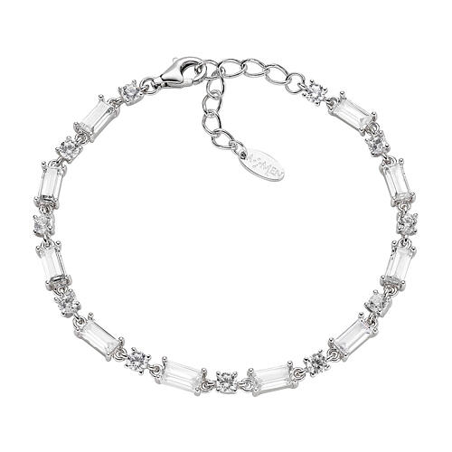 AMEN bracelet of baguettes of white rhinestones, rhodium-plated 925 silver 1