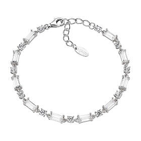 Bracciale zirconi bianchi baguette Amen argento 925 rodiato