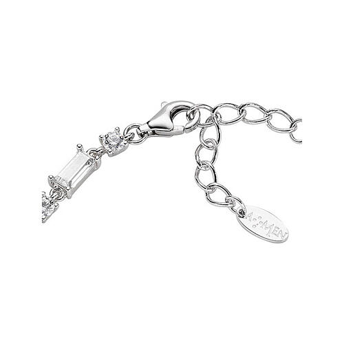 Pulseira zircões brancos baguette Amen prata 925 rodinada 2