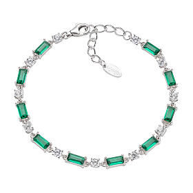 Bracciale zirconi verdi baguette tondi bianchi Amen argento 925