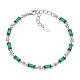 Amen 925 silver green zirconia bracelet round white baguettes s1