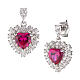 AMEN earrings with heart-shaped red rhinestone, 925 silver s1