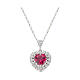 Collier coeur zircon rubis argent 925 Amen s1