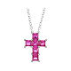 Collier croix zircons rouges argent 925 rhodié Amen s1