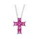 Collana croce zirconi rossi argento 925 rodiato Amen s1