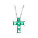 Croce zirconi verdi croce 1 cm collana argento 925 rodio Amen s1