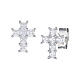 AMEN cross-shaped stud earrings, white rhinestones and rhodium-plated 925 silver s1