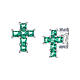 Green cross earrings 925 silver 8mm zircon rodium-plated, Amen s1