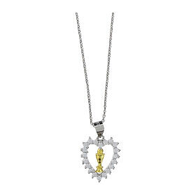 Collana argento 925 cuore zirconi calice dorato comunione Agios