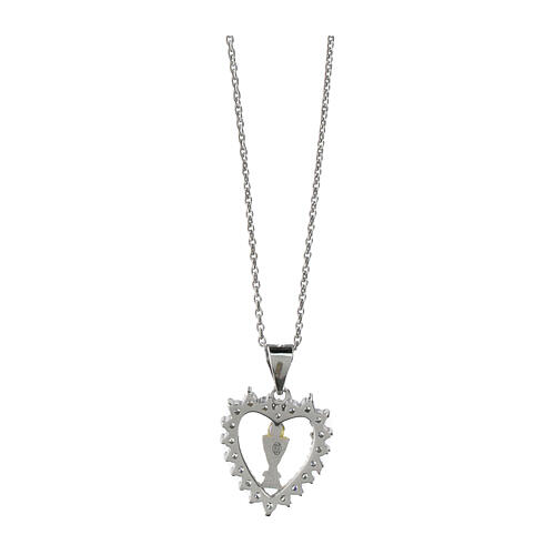 Collana argento 925 cuore zirconi calice dorato comunione Benedictus 3