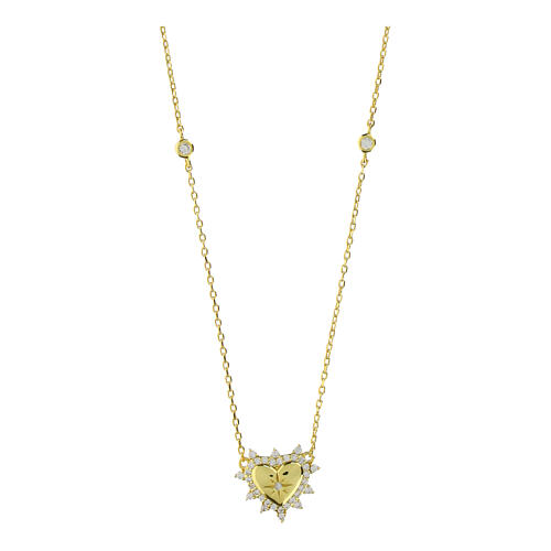 Collana dorata cuore zirconi argento 925 Agios 1