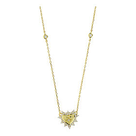 Colar dourado coração zircões prata 925 Agios