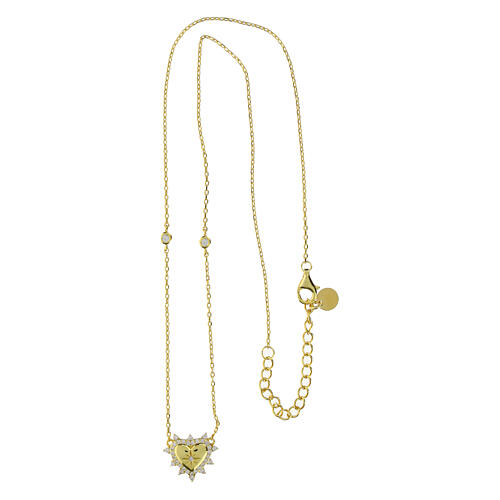 925 Silver Heart Necklace Golden Zirconia, Agios 4
