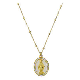 Colar dourado Agios Nossa Senhora das Graças prata 925