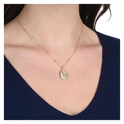 Colar dourado Agios Nossa Senhora das Graças prata 925 2