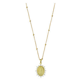 Collana dorata Madonna Miracolosa argento 925 zirconi Agios