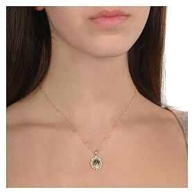 Collana dorata Madonna Miracolosa argento 925 zirconi Agios