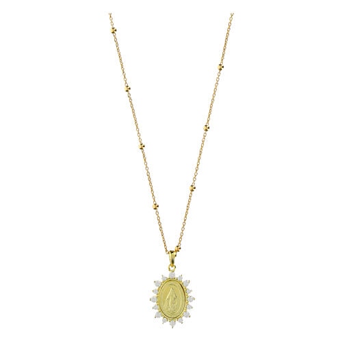 Collana dorata Madonna Miracolosa argento 925 zirconi Agios 1