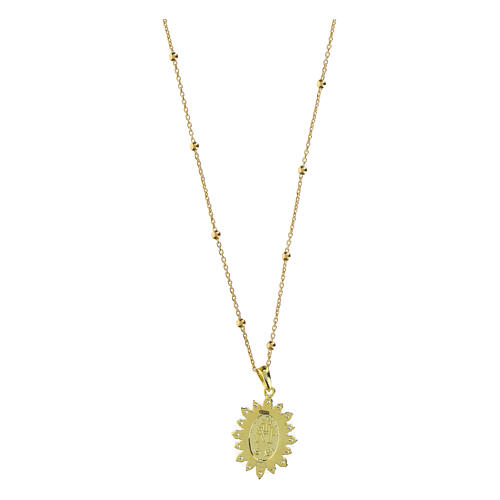Collana dorata Madonna Miracolosa argento 925 zirconi Agios 3