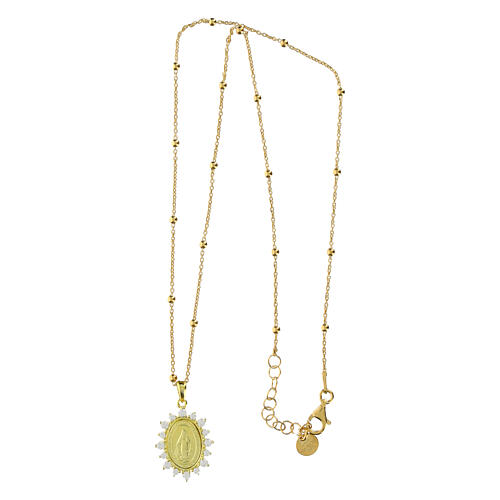 Collana dorata Madonna Miracolosa argento 925 zirconi Agios 4