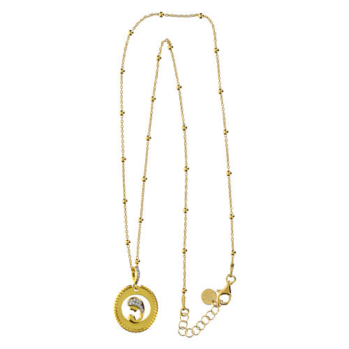 Gold plated necklace by Benedictus, Nativity with rhinestones and 925 silver 5